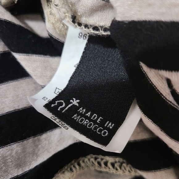 CATY LESCA PARIS Black & Tan Multi Stripe Short Sleeve Boho Tunic Top M-L - Picture 8 of 14